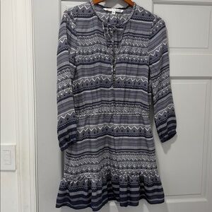 Veronica Beard Navy and White Patterned Dress